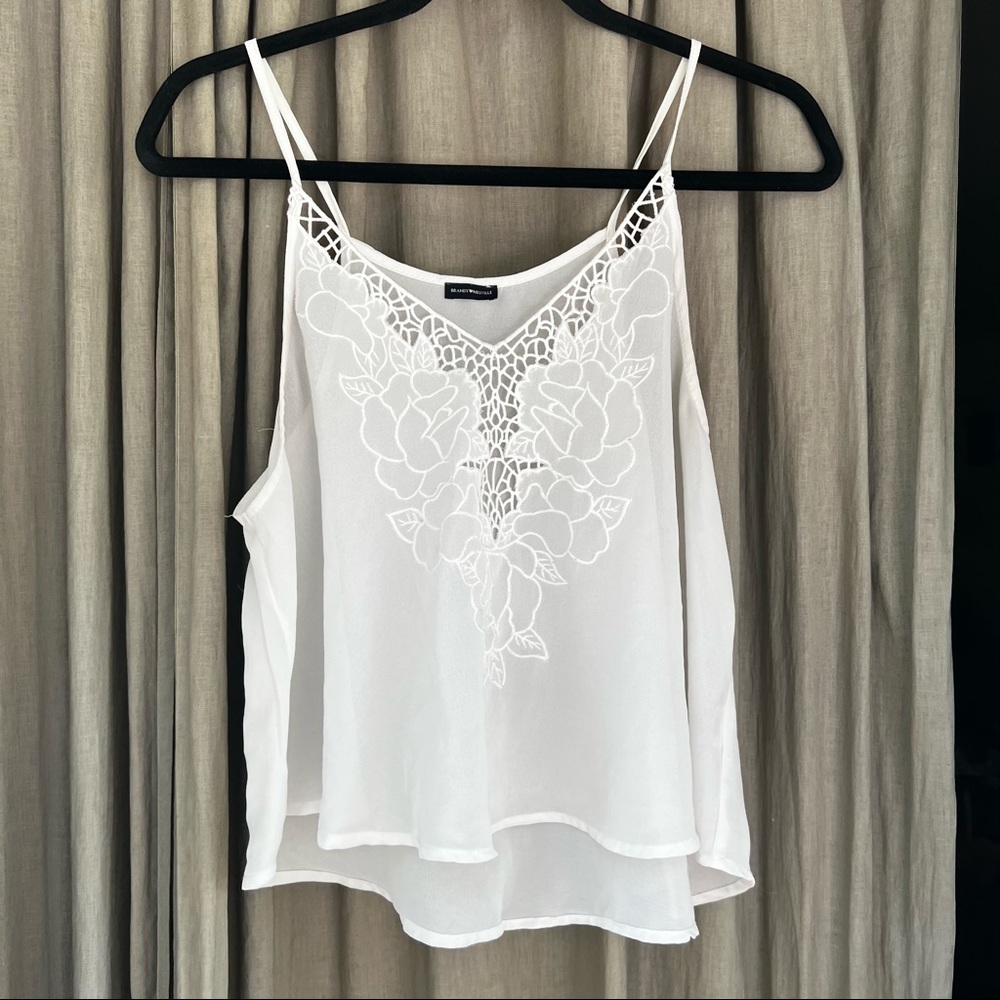 Brandy Melville rare white lace tank top